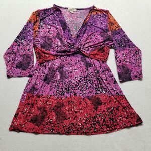 One World XL Top Criss Cross Twist Hippie Party Babydoll Y2K Bohemian Festival